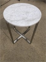 Small Metal Round Table with Marble Top