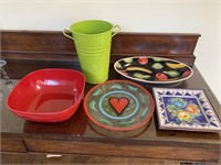 Platters, Bowl, Green Bucket