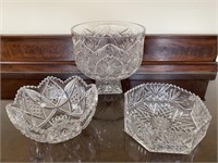Cut Glass Bowls and Punch Bowl