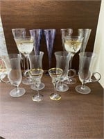 Assorted Champagne Glasses & other Glasses
