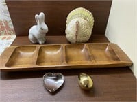 Bunny, Turkey, Wood Server, Decorative Heart & Egg