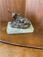 Small Bronze Longhorn Sculpture (7" x 6")