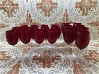 Red Glass Wine Glasses (12 small, 7 large)
