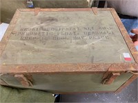 Military wooden box with metal handles