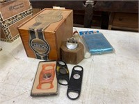 Cigar box, covers, tube, Cigarette lighter & rollr