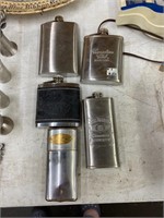 Metal flasks & cigar box