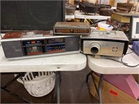 Movie projector, cassette recorder and radio clock