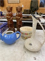 Figurines, bowls, teapot, pitcher