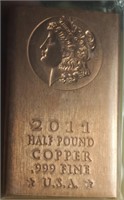 2011 Half Pound Copper .999 Fine