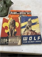 Boy Scout books and flint & steel set