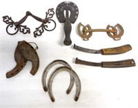 Curry comb, bit, hoof knives, horseshoes others