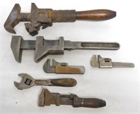 lot of 6 adjustable wrenches Wright H D Smith othe