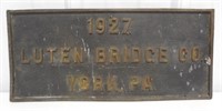 1927 Luten Bridge Co York PA bronze sign