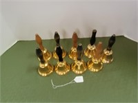 9 BRASS SCHOOL BELL COLLECTION ALL COMPLETE