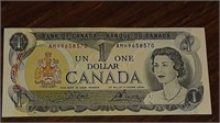 CANADIAN 1973 UNCIRCULATED $1.00 DOLLAR CREASE