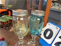 2-- STEMWARE MASON JARS