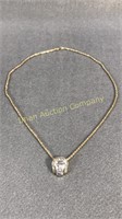 14kt Gold & Diamond Horseshoe Pendant Necklace 20”