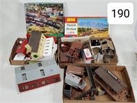 Group of Plasticville Buildings & Accessories