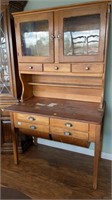 Antique Bakers Cabinet w 2 Doors over 3 Drawer Top