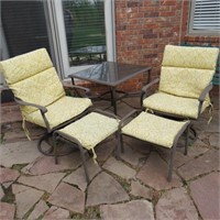 Outdoor Table Set 2 Chairs 2 Ottomans