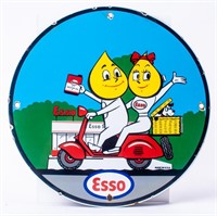 Esso Motor Oil Round Porcelain Sign