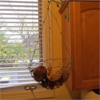 Primitive Hanging Wire Basket with Hook