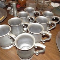 Set of 8 Pewter Mugs