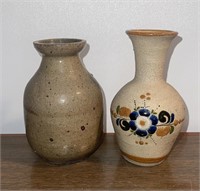 Vintage Lot of 2 Small Pottery Vases