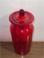 Vintage Ruby Red Glass Canister