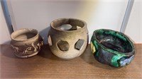 Vintage Lot of 3 Pottery Bowl Handmade