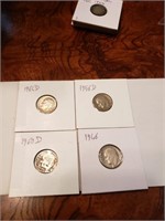 Lot Of 4 Silver Dimes 1946,1956D,1960D&1964D. VF+
