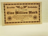 Germany August 12,1923 One Million DM XF