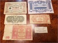 Lot Of 5 Russia Notes From 1905 To 1944 VG To XF