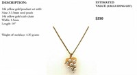 14k yellow gold pendant with pearls