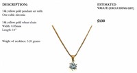 14k yellow gold pendant and chain with cz