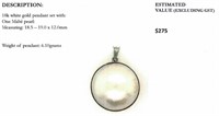 18k white gold pendant with mabé pearl
