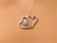 Sterling Silver Diamond Floating Heart Necklace