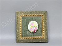 vintage hand painted brooch, signed- 2 1/4 long