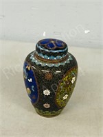 vintage cloisonne ginger jar/ lid  4.5" tall