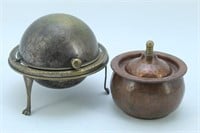 Vintage Brass Globe Trinket Box, Copper Trinket