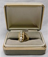 14K y gold diamond cocktail ring .60 carat total,