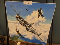 SIGNED OIL ON BOARD RUSS BROWN AIRCRAFT PAINTING