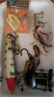 VINTAGE FISHING LURES + SCALES + LURE BOOK