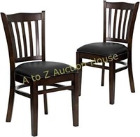 Vertical slat back dining chair black 2 pcs