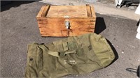 US MILITARY CANVAS BAG & WOODEN BOX