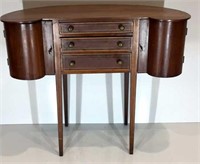 Kidney Shaped Three Drawer Table/Cabinet