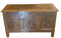 Jacobean Walnut Coffee With Carved Panels