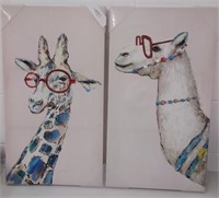Giraffe and Llama canvas 3d paintings