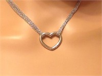 Sterling Silver Multi Strand Heart Necklace