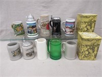 12 VARIOUS BEER MUGS: